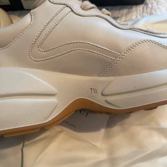 Gucci Mens Rhyton Sneakers White Red Green Stripes Size G 7.5 US 8.5 - Picture 7 of 8